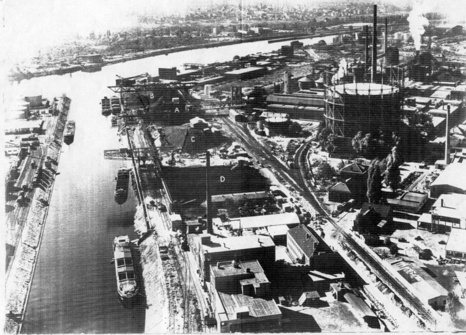 Gaswerksstandort, Historisches Luftbild